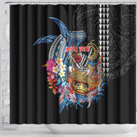 Personalized Japanese Koi Fish Ramen Shower Curtain Aloha Shark Kakau Pattern