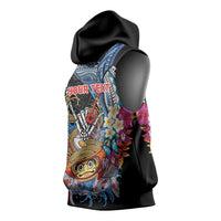 Personalized Japanese Koi Fish Ramen Sleeveless Hoodie Aloha Shark Kakau Pattern