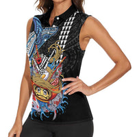 Personalized Japanese Koi Fish Ramen Women Sleeveless Polo Shirt Aloha Shark Kakau Pattern