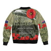 ANZAC Day We Remember Bomber Jacket Maori Silver Fern Camouflage Motif