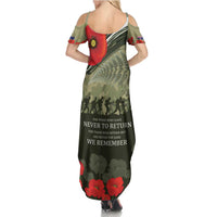 ANZAC Day We Remember Summer Maxi Dress Maori Silver Fern Camouflage Motif
