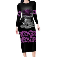 ANZAC Day Remembrance Family Matching Long Sleeve Bodycon Dress and Hawaiian Shirt Purple Poppy We Will Remember Them