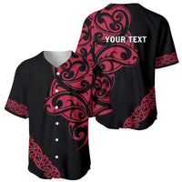 All Black Maori Tribal Tattoo Personalised Baseball Jersey Classic Red Polynesian Style - Polynesian Pride