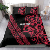 All Black Maori Tribal Tattoo Personalised Bedding Set Classic Red Polynesian Style - Polynesian Pride