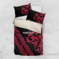 All Black Maori Tribal Tattoo Personalised Bedding Set Classic Red Polynesian Style - Polynesian Pride
