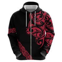 All Black Maori Tribal Tattoo Personalised Hoodie Classic Red Polynesian Style - Polynesian Pride