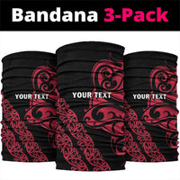 All Black Maori Tribal Tattoo Personalised Neck Gaiter Classic Red Polynesian Style LT9