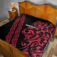 All Black Maori Tribal Tattoo Personalised Quilt Classic Red Polynesian Style - Polynesian Pride