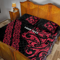 All Black Maori Tribal Tattoo Personalised Quilt Bed Set Classic Red Polynesian Style - Polynesian Pride