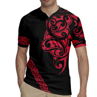 All Black Maori Tribal Tattoo Personalised Rugby Jersey Classic Red Polynesian Style - Polynesian Pride