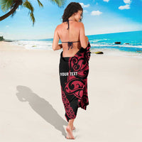All Black Maori Tribal Tattoo Personalised Sarong Classic Red Polynesian Style - Polynesian Pride