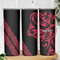 All Black Maori Tribal Tattoo Personalised Skinny Tumbler Classic Red Polynesian Style - Polynesian Pride