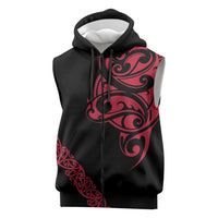 All Black Maori Tribal Tattoo Personalised Sleeveless Zip Hoodie Classic Red Polynesian Style LT9 Red - Polynesian Pride