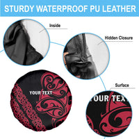 All Black Maori Tribal Tattoo Personalised Spare Tire Cover Classic Red Polynesian Style - Polynesian Pride