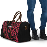 All Black Maori Tribal Tattoo Personalised Travel Bag Classic Red Polynesian Style - Polynesian Pride