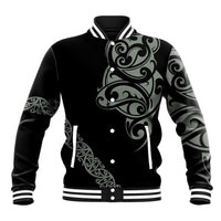 All Black Maori Tribal Tattoo Personalised Baseball Jacket Moss Green Polynesian Style - Polynesian Pride