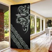 All Black Maori Tribal Tattoo Personalised Door Cover Moss Green Polynesian Style - Polynesian Pride