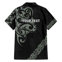 All Black Maori Tribal Tattoo Personalised Family Matching Summer Maxi Dress and Hawaiian Shirt Moss Green Polynesian Style - Polynesian Pride