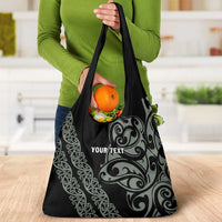 All Black Maori Tribal Tattoo Personalised Grocery Bag Moss Green Polynesian Style - Polynesian Pride