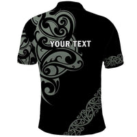 All Black Maori Tribal Tattoo Personalised Polo Shirt Moss Green Polynesian Style - Polynesian Pride