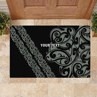 All Black Maori Tribal Tattoo Personalised Rubber Doormat Moss Green Polynesian Style - Polynesian Pride