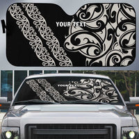 All Black Maori Tribal Tattoo Personalised Auto Sun Shade Stone Gray Polynesian Style - Polynesian Pride