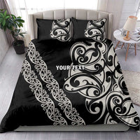 All Black Maori Tribal Tattoo Personalised Bedding Set Stone Gray Polynesian Style - Polynesian Pride