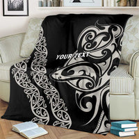 All Black Maori Tribal Tattoo Personalised Blanket Stone Gray Polynesian Style - Polynesian Pride