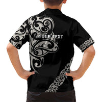 All Black Maori Tribal Tattoo Personalised Hawaiian Shirt Stone Gray Polynesian Style - Polynesian Pride
