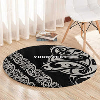 All Black Maori Tribal Tattoo Personalised Round Carpet Stone Gray Polynesian Style - Polynesian Pride