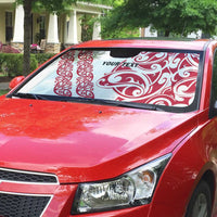 All White Maori Tribal Tattoo Personalised Auto Sun Shade Classic Red Polynesian Style - Polynesian Pride