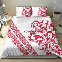 All White Maori Tribal Tattoo Personalised Bedding Set Classic Red Polynesian Style - Polynesian Pride