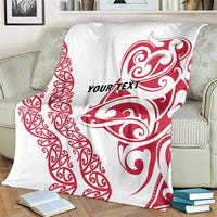 All White Maori Tribal Tattoo Personalised Blanket Classic Red Polynesian Style - Polynesian Pride