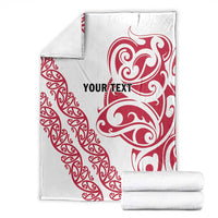 All White Maori Tribal Tattoo Personalised Blanket Classic Red Polynesian Style - Polynesian Pride