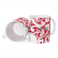 All White Maori Tribal Tattoo Personalised Ceramic Mug Classic Red Polynesian Style - Polynesian Pride