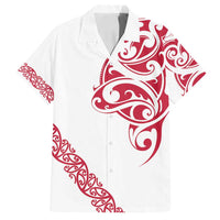 All White Maori Tribal Tattoo Personalised Family Matching Long Sleeve Bodycon Dress and Hawaiian Shirt Classic Red Polynesian Style - Polynesian Pride