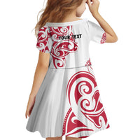 All White Maori Tribal Tattoo Personalised Family Matching Summer Maxi Dress and Hawaiian Shirt Classic Red Polynesian Style - Polynesian Pride