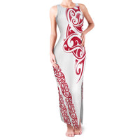 All White Maori Tribal Tattoo Personalised Family Matching Tank Maxi Dress and Hawaiian Shirt Classic Red Polynesian Style - Polynesian Pride