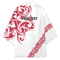 All White Maori Tribal Tattoo Personalised Kimono Classic Red Polynesian Style LT9 - Polynesian Pride