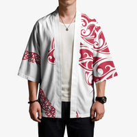 All White Maori Tribal Tattoo Personalised Kimono Classic Red Polynesian Style LT9 - Polynesian Pride