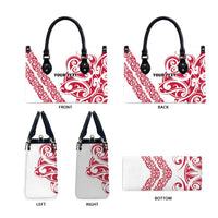 All White Maori Tribal Tattoo Personalised Leather Bag Classic Red Polynesian Style - Polynesian Pride