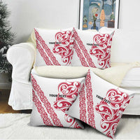 All White Maori Tribal Tattoo Personalised Pillow Cover Classic Red Polynesian Style - Polynesian Pride