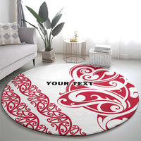 All White Maori Tribal Tattoo Personalised Round Carpet Classic Red Polynesian Style - Polynesian Pride