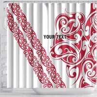 All White Maori Tribal Tattoo Personalised Shower Curtain Classic Red Polynesian Style - Polynesian Pride