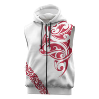 All White Maori Tribal Tattoo Personalised Sleeveless Zip Hoodie Classic Red Polynesian Style LT9
