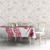 All White Maori Tribal Tattoo Personalised Tablecloth Classic Red Polynesian Style - Polynesian Pride