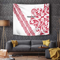 All White Maori Tribal Tattoo Personalised Tapestry Classic Red Polynesian Style LT9 Red - Polynesian Pride