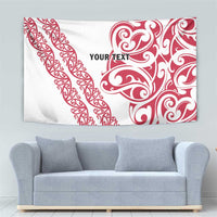 All White Maori Tribal Tattoo Personalised Tapestry Classic Red Polynesian Style LT9 - Polynesian Pride