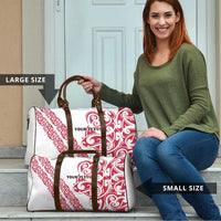 All White Maori Tribal Tattoo Personalised Travel Bag Classic Red Polynesian Style - Polynesian Pride