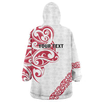 All White Maori Tribal Tattoo Personalised Wearable Blanket Hoodie Classic Red Polynesian Style - Polynesian Pride